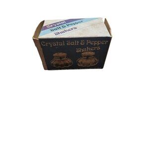 Vintage Crystal Salt & Pepper Shakers With Box Flower Design Retro Kitchen Decor